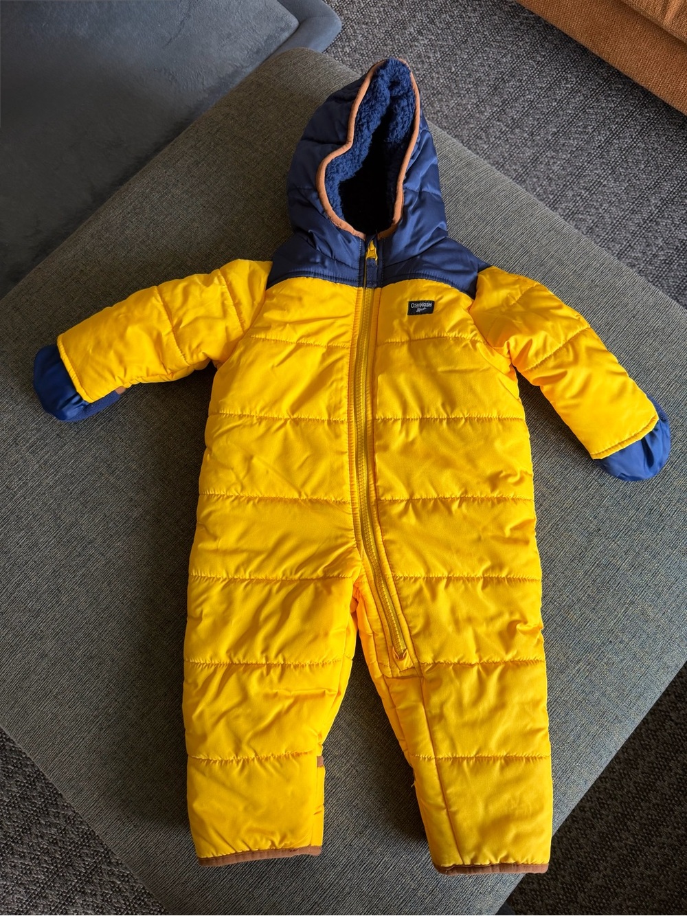OshKosh B'gosh Yellow and Navy Puffer One-Piece
